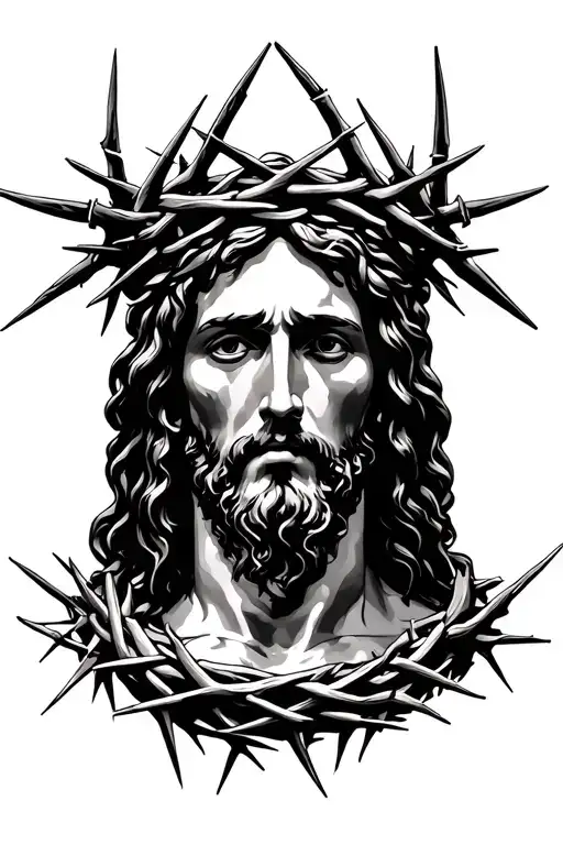 jesus christ crown of thorns embedded tattoo design idea