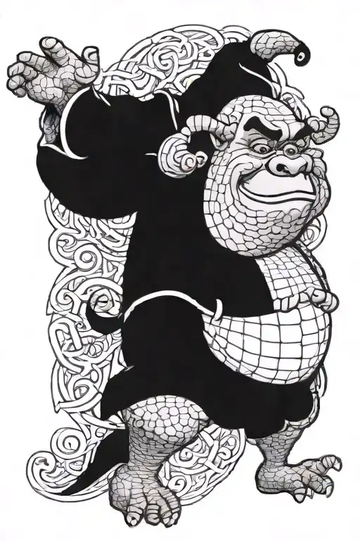 Shrek intertwined tattoo design idea