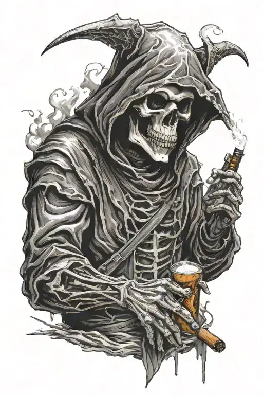 grim reaper smoking a cigarette tattoo  Edo Van | Grim reaper