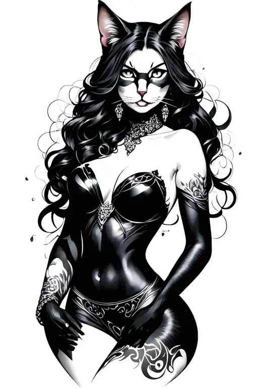 cat woman sexy woman tattoo design idea