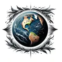 flat earth tattoo design idea