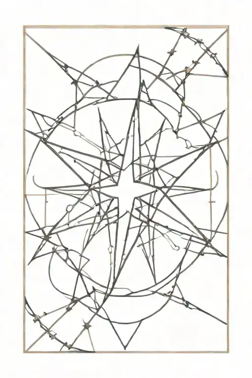 embracing the chaos star with beams tattoo design idea