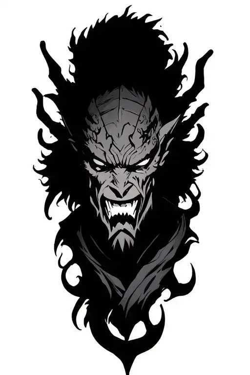 Zoro using asura demon form tattoo design idea