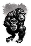 Mad monkey climbing boulder tattoo design idea