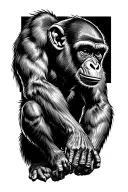 Mad monkey climbing boulder tattoo design idea