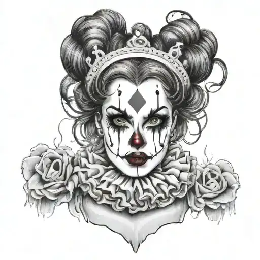 katrina with clown makeup with smoke tattoo design idea