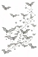 bats and stars scattered tattoo design idea