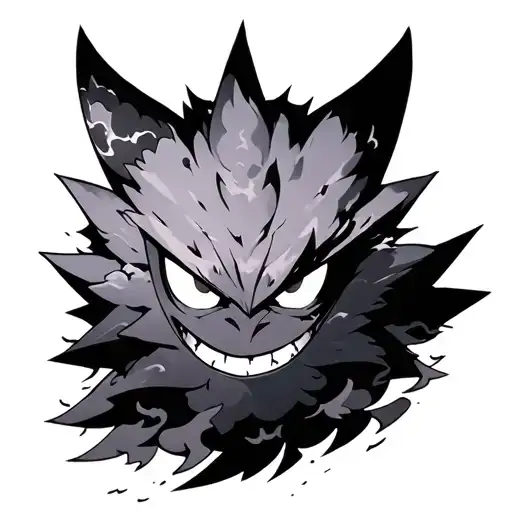 gengar x akatsuki cloud patterns x rinnegan eyes tattoo design idea