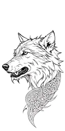 Celtic wolf surrounded tattoo design idea