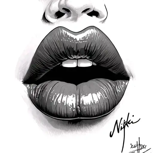 lips with Nikki written in them tattoo design idea