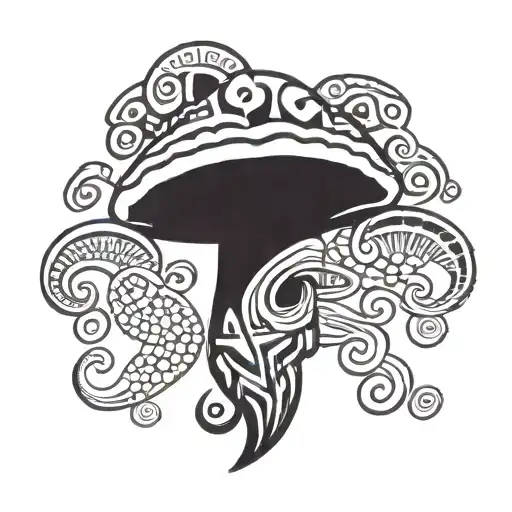mushroom shaman mesoamerican tattoo design idea