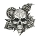 half skull half heart tattoo design idea