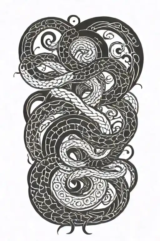 tsunami of snakes, immortal man tattoo design idea