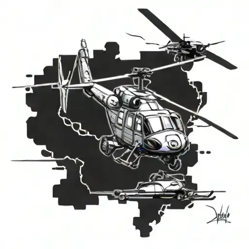 Black Hawk Helicopter tattoo design idea