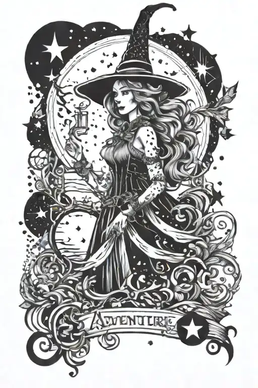 witchy adventure themed tattoo tattoo design idea