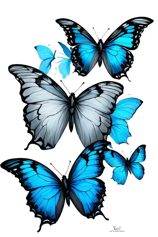 Blu morpho butterflies fluttering tattoo design idea