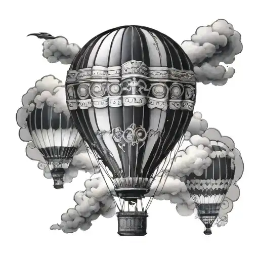 hot air balloon tattoo design idea