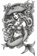 pirate mermaid tattoo design idea