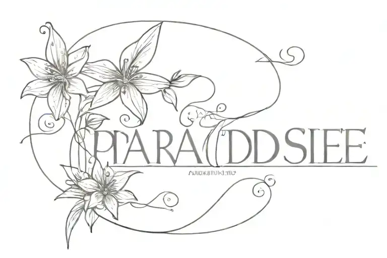 the word Paradise inspired by the song by coldplay tattoo design idea