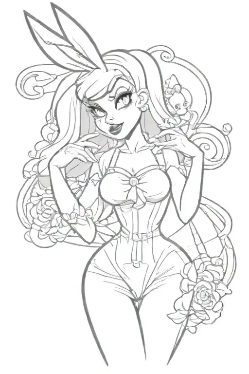 Lola and Bugs Bunny & Jessica Rabbit tattoo design idea