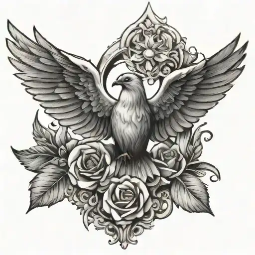 family and holy spirit tattoo design idea