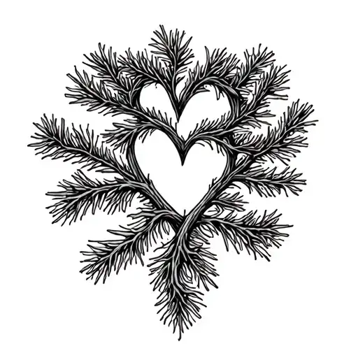 cedar branches forming heart outline tattoo design idea