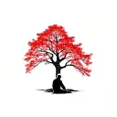 red alder tree with person sitting under it tattoo design idea