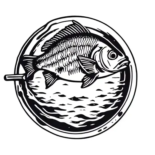 bluegill in frying pan tattoo design idea