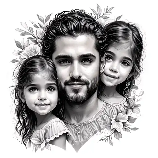 a man born April have 4 daughters tattoo design idea