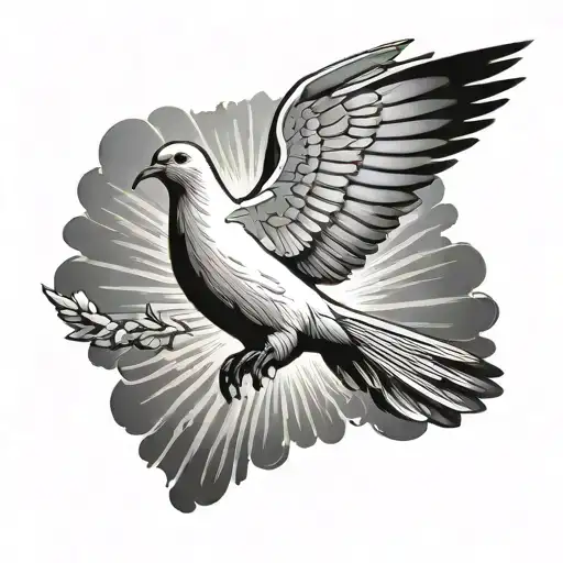 dove flying in sun rays tattoo design idea