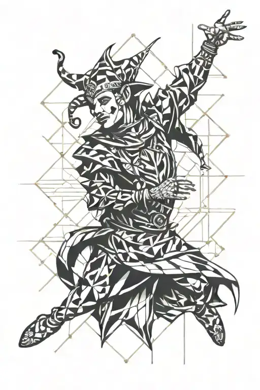 dancing jester tattoo design idea