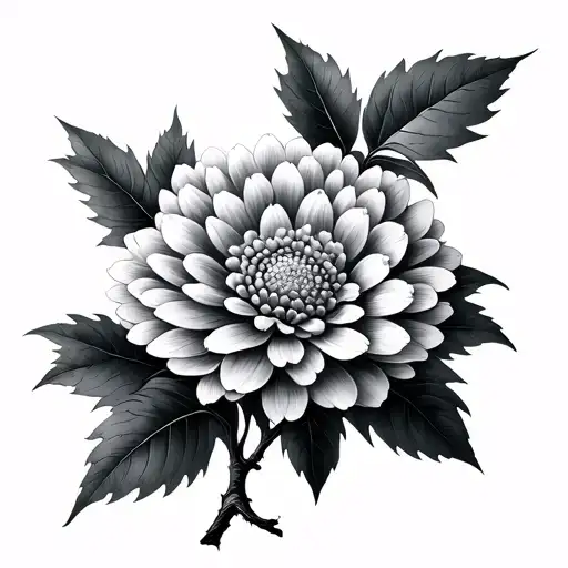 willow tree morphed with a chrysanthemum flower tattoo design idea