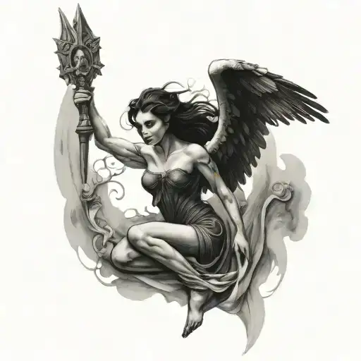 chapel ans dark angel falling tattoo design idea