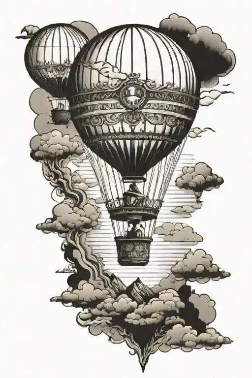 hot air balloon over the horizon tattoo design idea