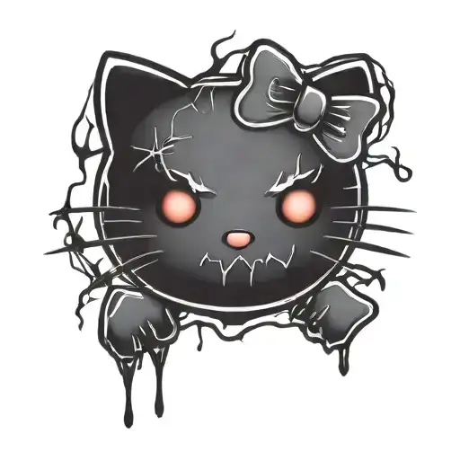 hello kitty black metal tattoo design idea