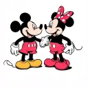 mickey mouse and minnie mouse with hads over a line tattoo design idea