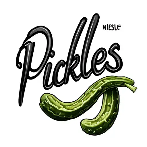 pickles cursive writing tattoo design idea