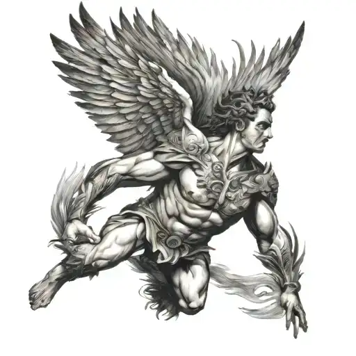 icarus falling tattoo design idea
