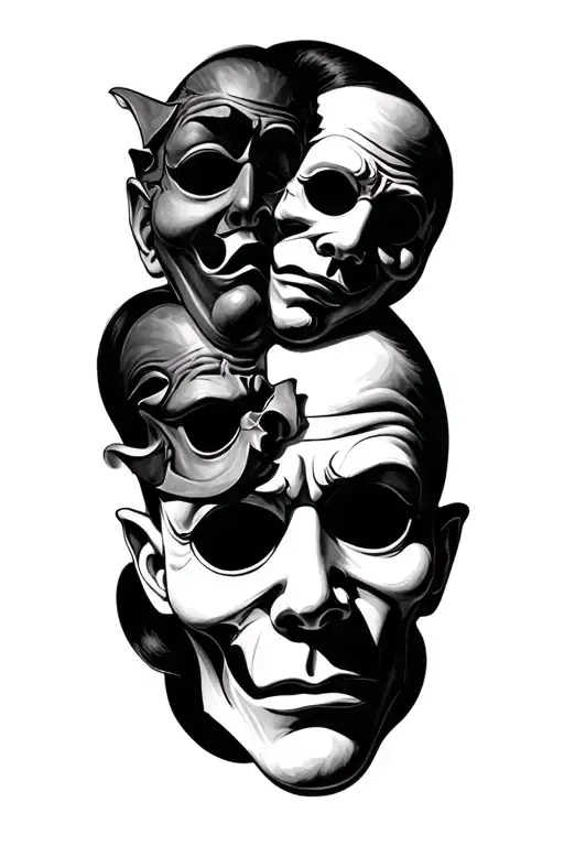 Dali masks well evil tattoo design idea