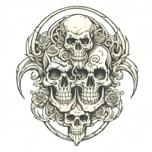 Gemini skull tattoo design idea