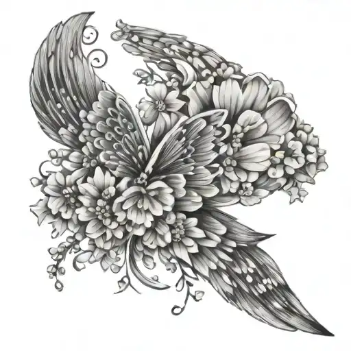 Gypsophila in shape of wings  tattoo design idea