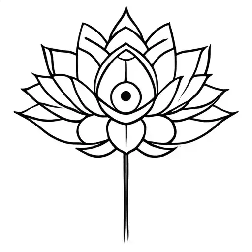 lotus flower and third eye chakra symbol intertwined tattoo design idea