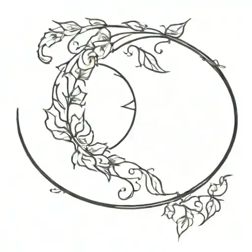a crescent moon wrapped in ivy vines tattoo design idea