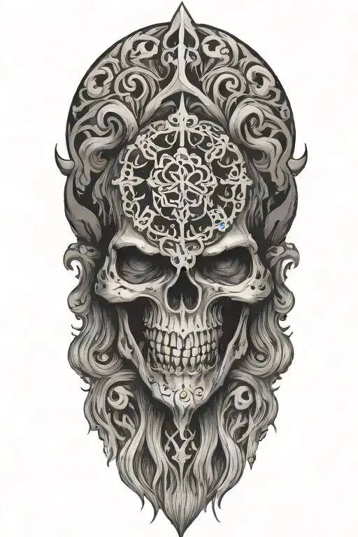 Incorporate an aum symbol, momento mori tattoo design idea