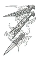 mafia switchblade knife tattoo design idea