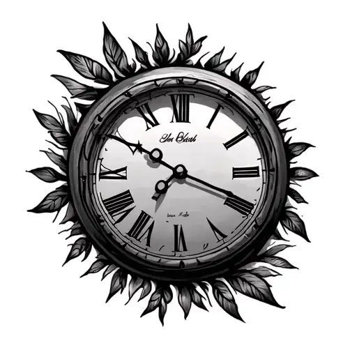 Clock with date of birth tattoo design idea