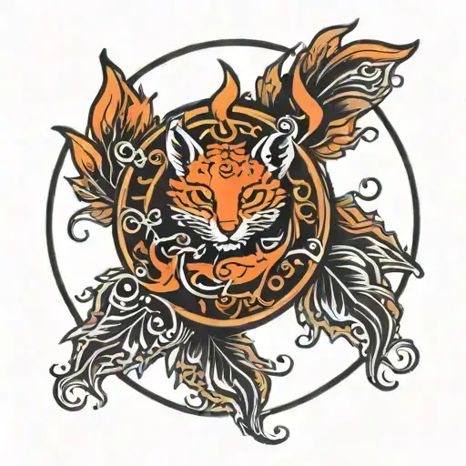 Tattoo of a small ember in black circle tattoo design idea