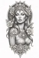 fortuna goddess sexy fit tattoo design idea