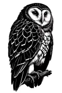 barn owl surrounded by geometric sleave tattoo design idea