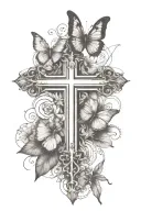 Christian cross and butterfly tattoo design idea